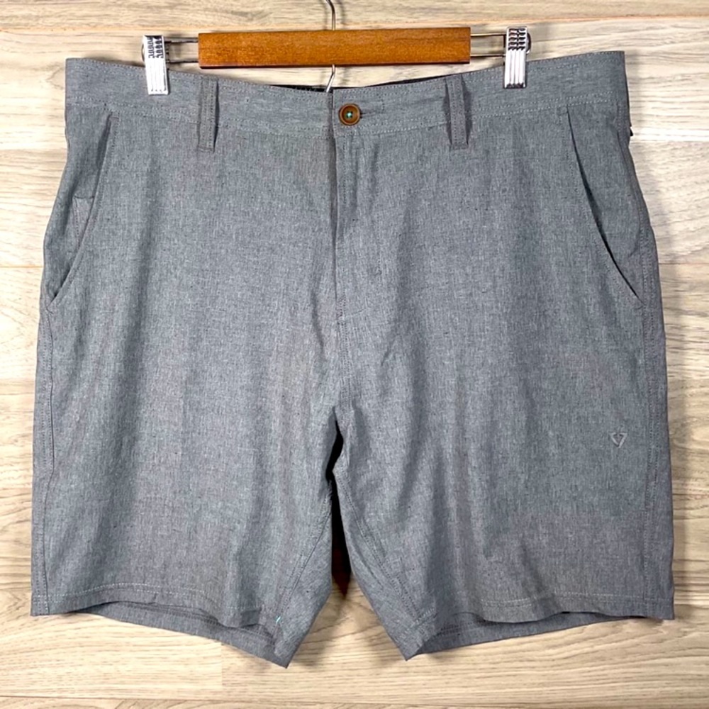 Vissla 36x8 Grey Flatfront Cotton Blend Hybrid Shorts